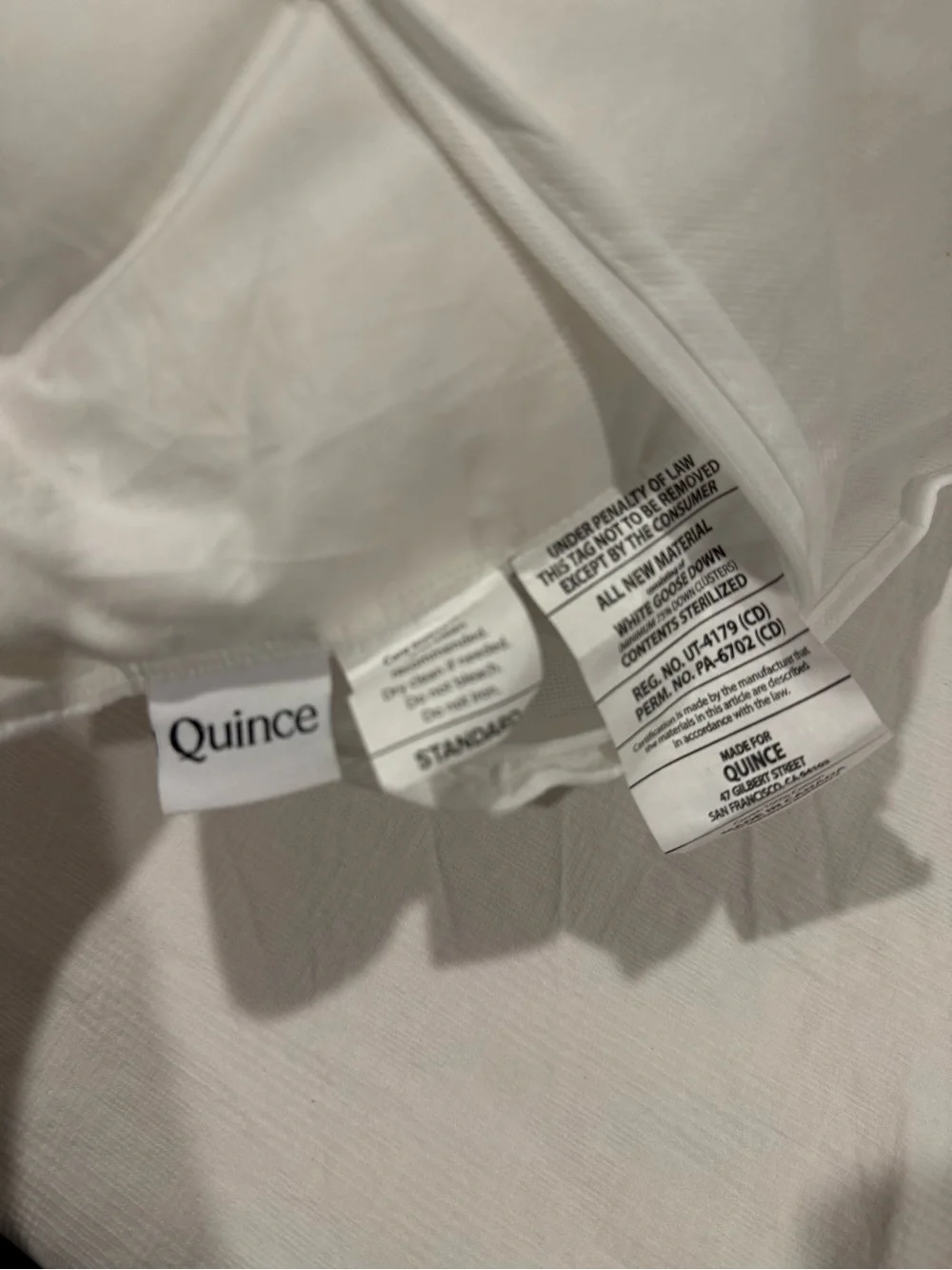 New Quince LUXE White Goose Down Pillow #6 Standard Soft/Medium MSRP $124